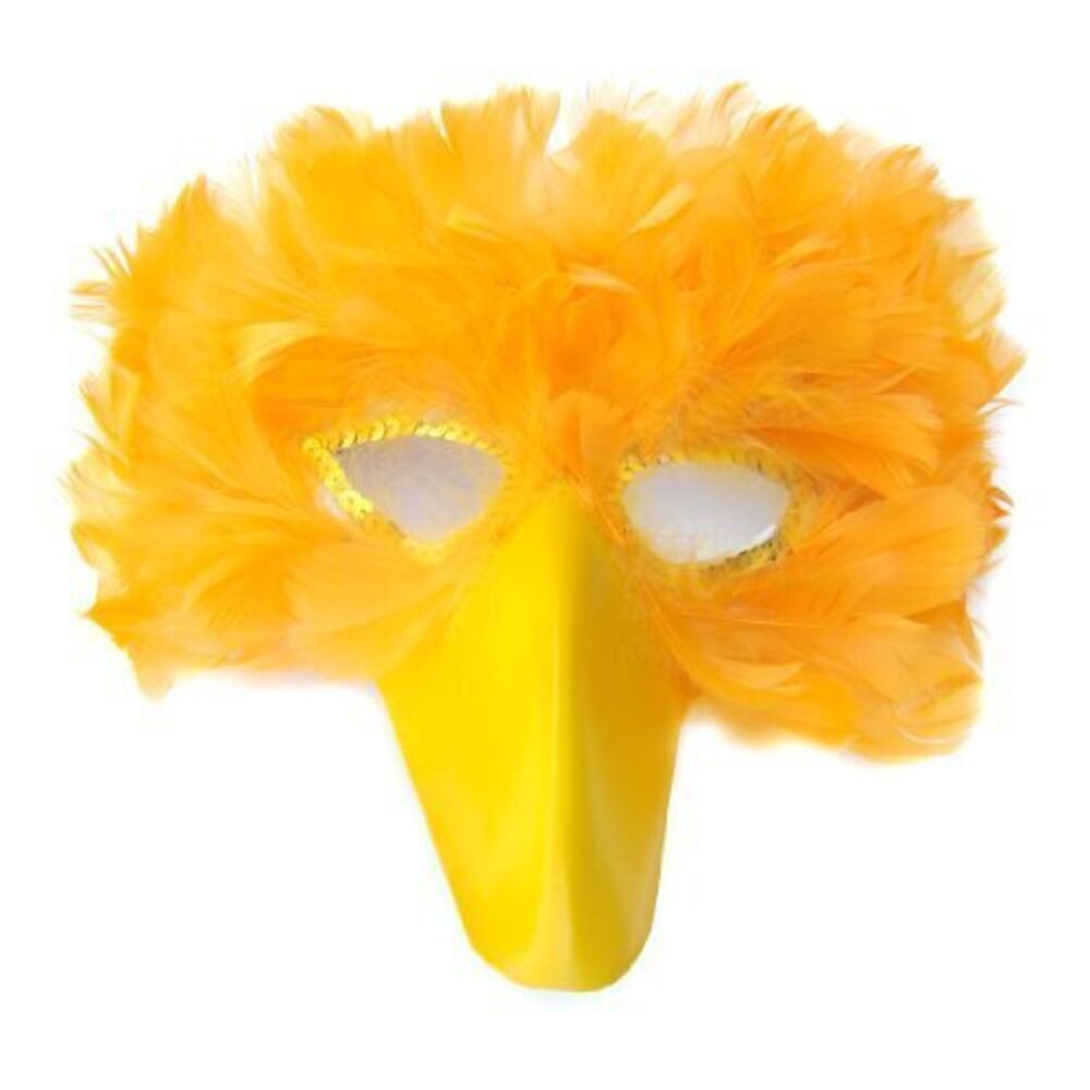 9999 True Yellow Feather Bird Mask with yellow beak